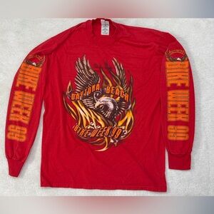 Biker Daytona Beach Bike Week ‘99 Red Eagle Graphic‎ Crew Neck Vintage Shirt